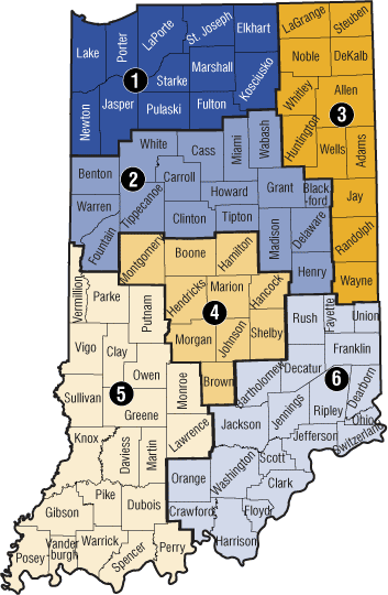 Figure 1: Indiana Realtors Regions, August 2009