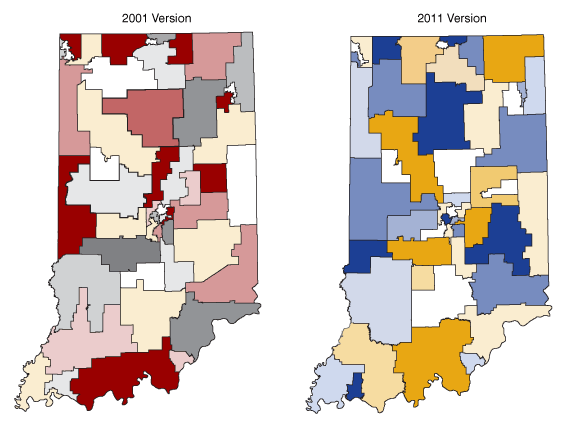 Figure 2: Senate Districts, 2001 and 2011