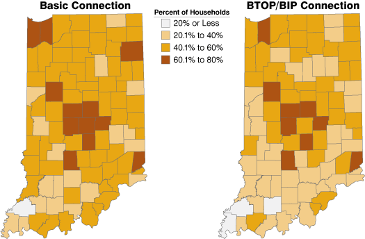 Broadband Adoption by Indiana County, December 2009