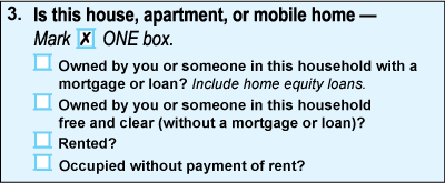 Census form box for housing