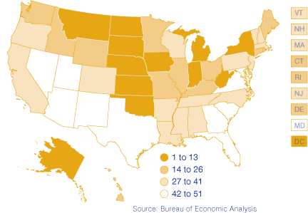 Figure 5: Rank in Personal Income Volatility, 2007