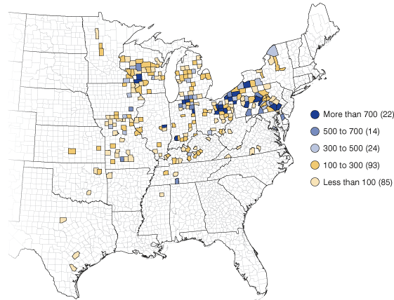 Figure 2: Number of Adherents by County, 2000