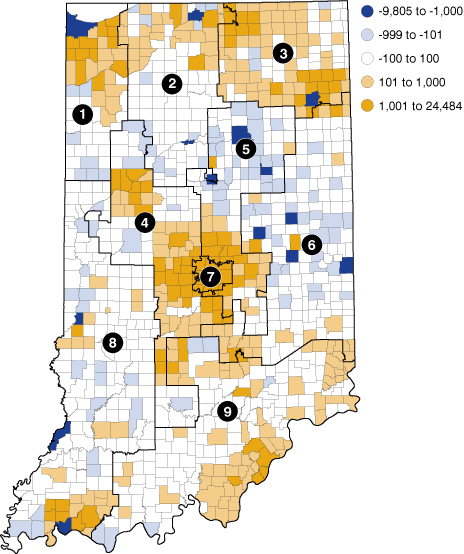 Figure 1 : Change in Township Population with Congressional Districts, 2000-2009