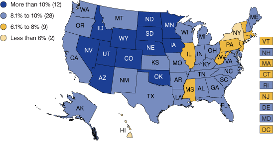 Figure 2 rate of taxpayers recieving Homebuyer's Tax Credit per 1,000 Population