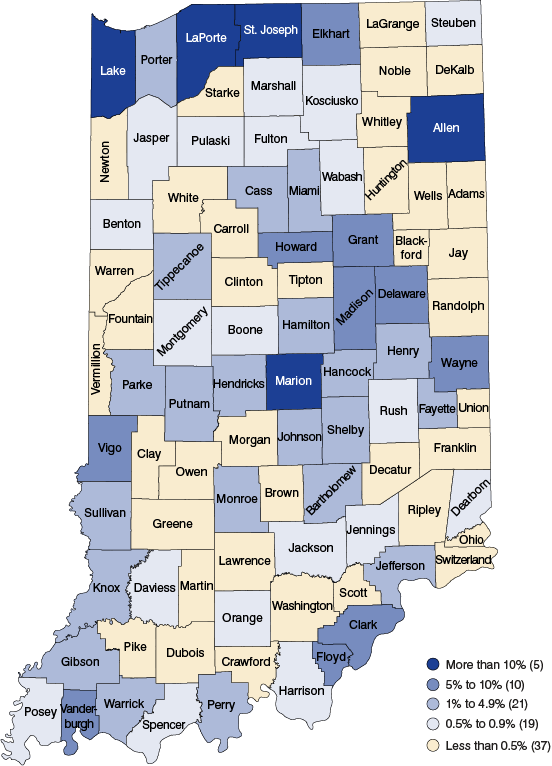 Figure 1 : Blacks as a Percent of Total Population, 2010